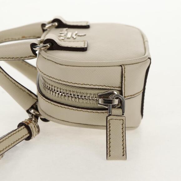 PRADA Pouch Safiano Ivory Silver Auth 157955V - Picture 3 of 16